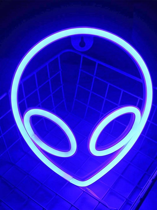 Alien Ufo Neon Duvar Dekoru Mavi