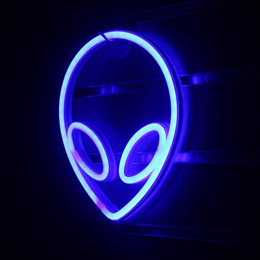 Alien Ufo Neon Duvar Dekoru Mavi