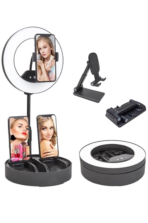 Bracket Led Işıklı Telefon Tutucu Makyaj Aynası