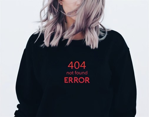 Unisex Siyah 404 Not Error Sweatshirt
